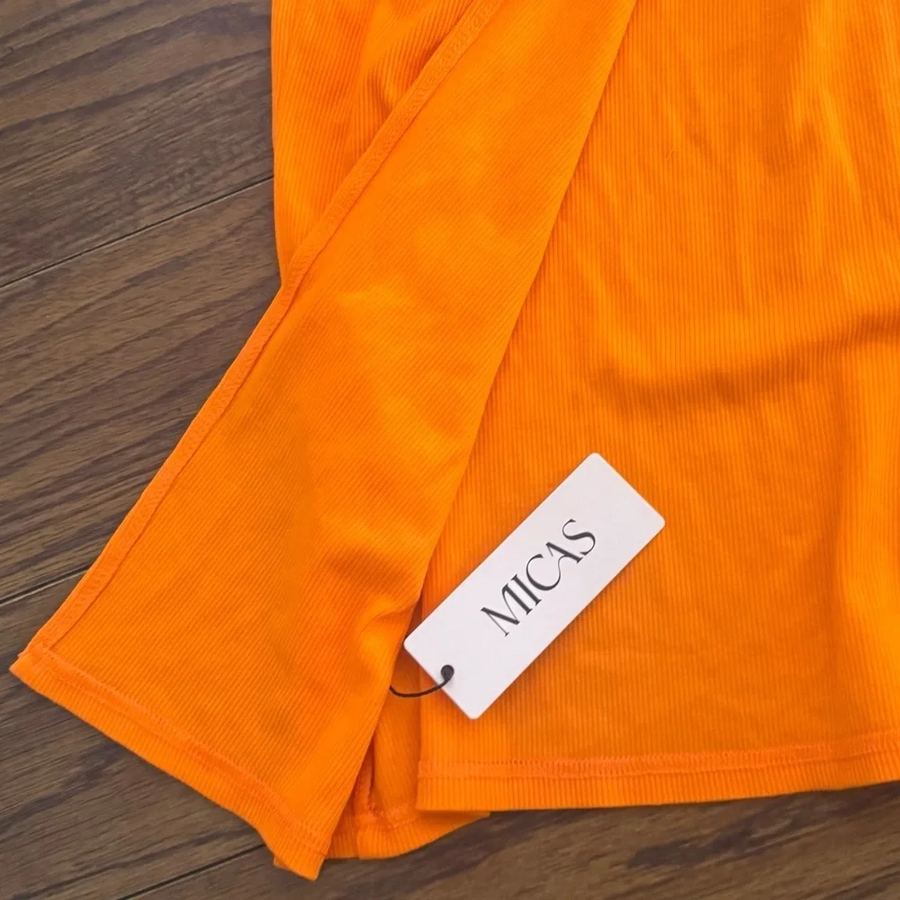 Micas Women’s Orange Maxi Skirt | Knotted Accent & Side Slit  | Size S | NWT - Picture 6 of 6